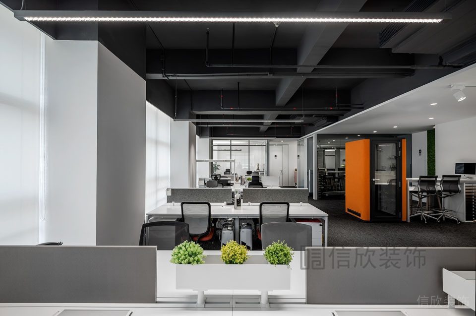 辦公室工業(yè)風裝修效果圖員工工作區(qū)域設計圖