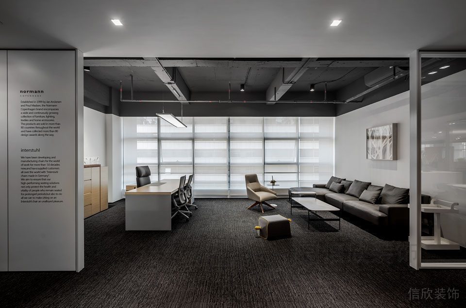 工業(yè)風(fēng)開(kāi)拓區(qū)域商務(wù)風(fēng)工作室裝修總裁辦公室設(shè)計(jì)黑色效果