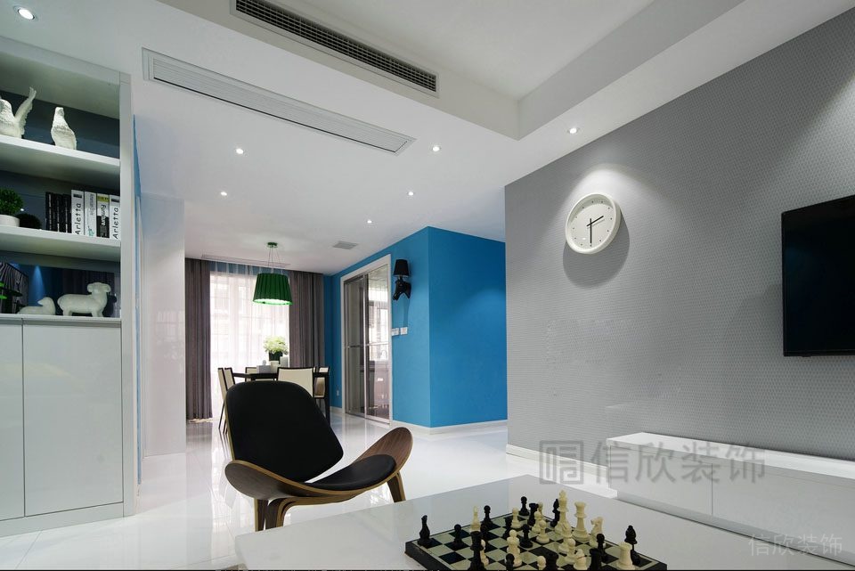 簡(jiǎn)約風(fēng)全屋定制樣板間裝修效果圖彩色收納墻柜