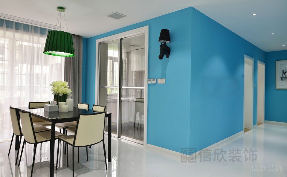 北歐風就餐區(qū)設(shè)計圖藍色過道走廊大廳設(shè)計