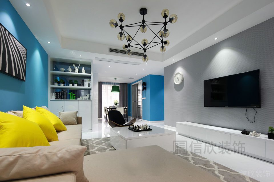 北歐風(fēng)大廳裝修效果圖天花吊頂休息區(qū)內(nèi)嵌式墻柜創(chuàng)意設(shè)計