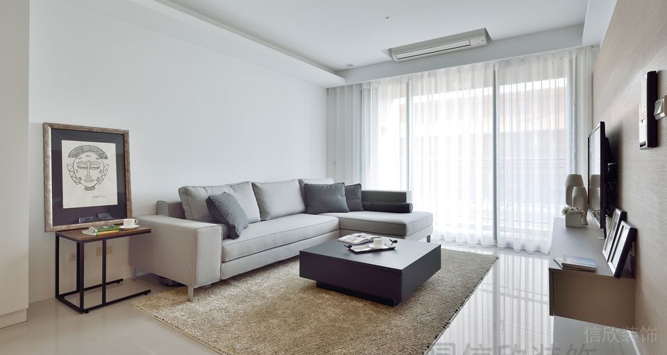 灰色棉麻沙發(fā)大廳休息區(qū)全無定制房屋裝修