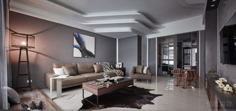 創(chuàng)意天花層疊石膏線藝術(shù)圖形設(shè)計大理石地板大廳定制裝修