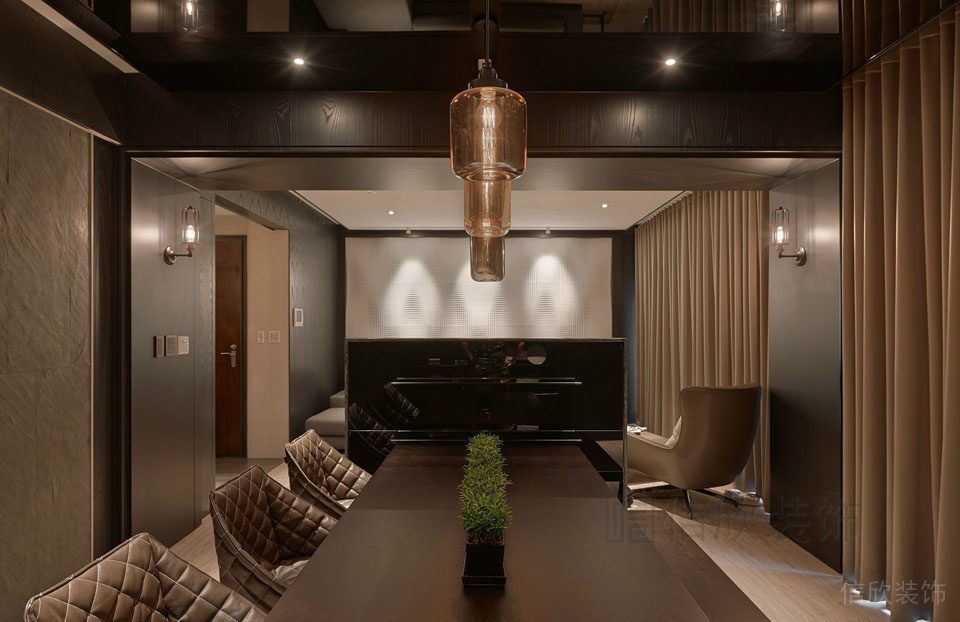 辦公室直線(xiàn)型木質(zhì)會(huì)議桌休息區(qū)洽談室窗簾創(chuàng)意設(shè)計(jì)復(fù)古效果圖