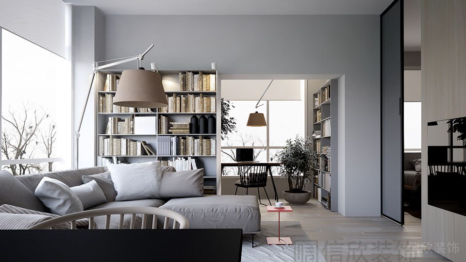 通體裝修效果大廳布藝沙發(fā)觀影區(qū)內嵌電視布置設計效果圖