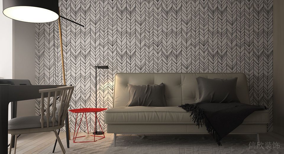 書房裝修效果圖簡約沙發(fā)墻體線條黑白色調(diào)裝修木質(zhì)全屋定制效果圖