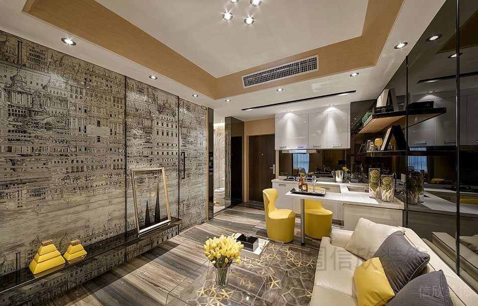 古典墻體設(shè)計圖輕奢風休息區(qū)中央空調(diào)效果