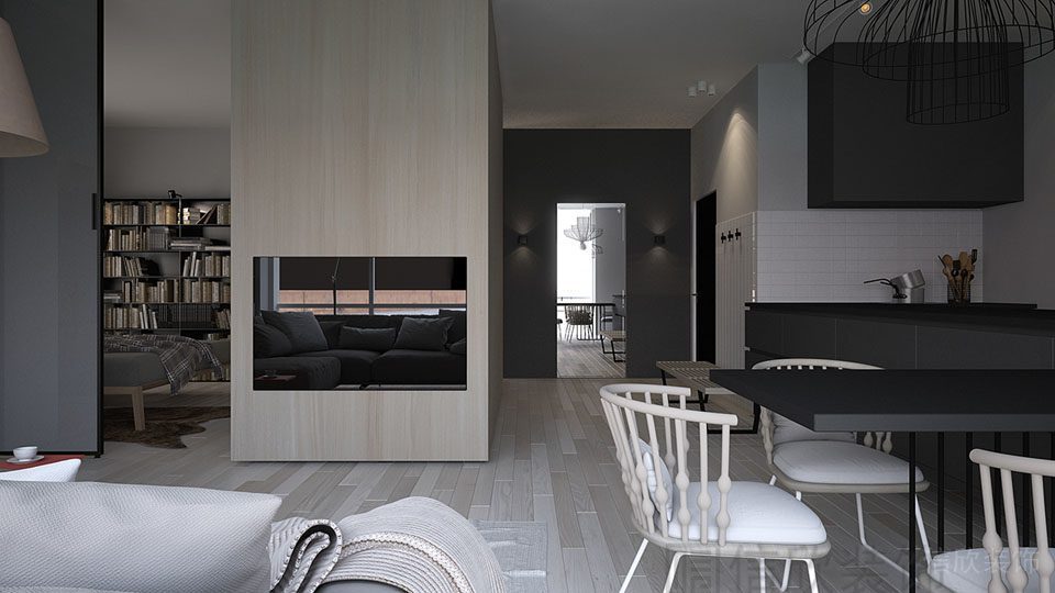 單身公寓裝修設(shè)計(jì)精品房效果圖黑白灰商務(wù)風(fēng)設(shè)計(jì)