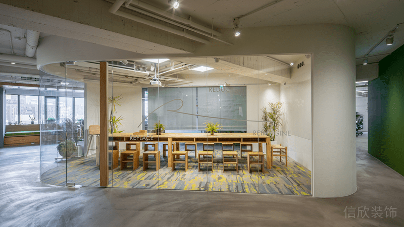 玻璃弧線(xiàn)隔斷墻體辦公室會(huì)議室裝修效果圖