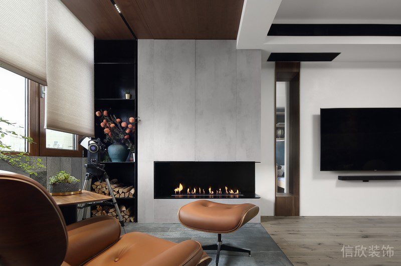 現(xiàn)代簡(jiǎn)約風(fēng)商務(wù)大廳效果客廳裝修內(nèi)嵌式收納灰色墻柜