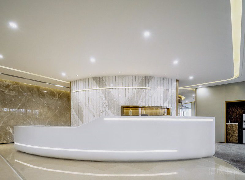 美容醫(yī)療機構弧線輕奢風大廳裝修效果圖白色設計