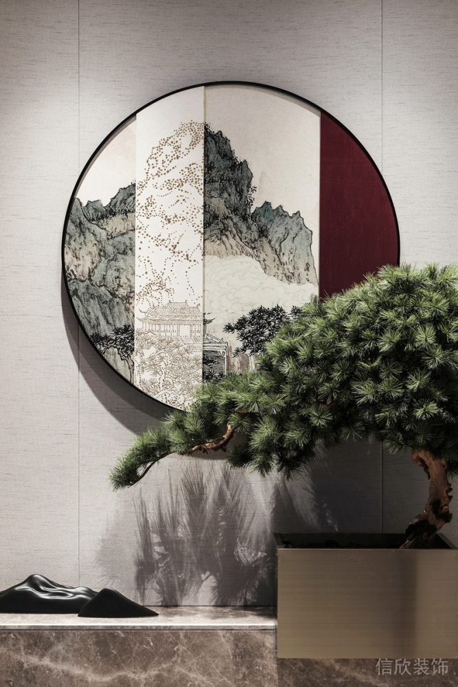 城市墻體圓形裝飾辦公室設(shè)計微景觀餐廳效果大理石