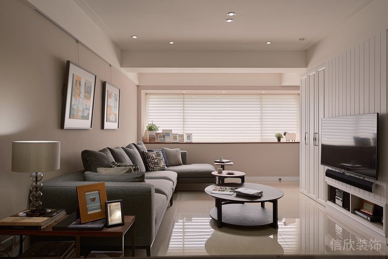 客廳裝修效果圖簡(jiǎn)約卡其色米白色環(huán)保涂料設(shè)計(jì)大理石沙發(fā)設(shè)計(jì)圖