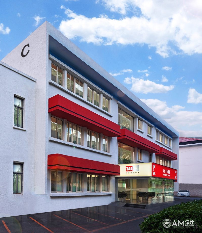 工作室辦公樓紅色創(chuàng)意線條裝修效果圖