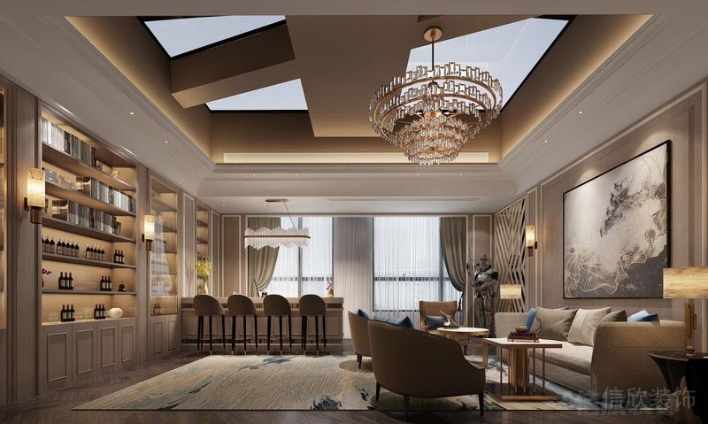 深圳福田中式風格餐飲會所裝修設計公司案例品酒區(qū)效果圖