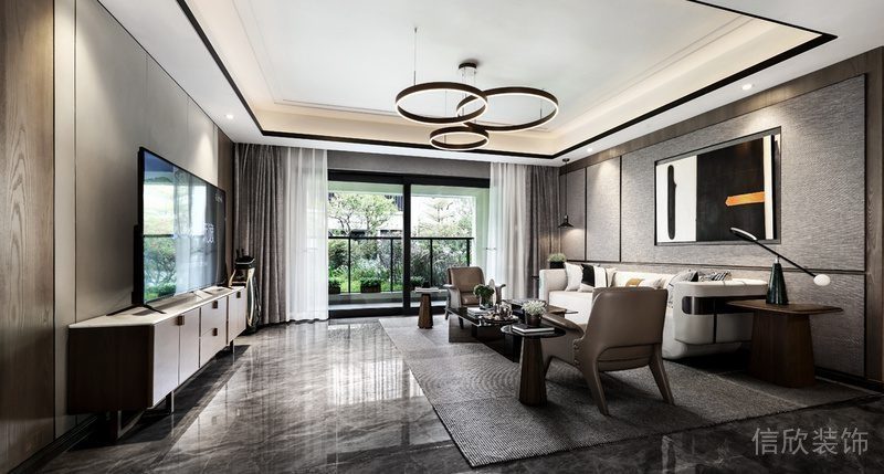 客廳裝修暗色大理石鋪貼現(xiàn)代設(shè)計(jì)圖