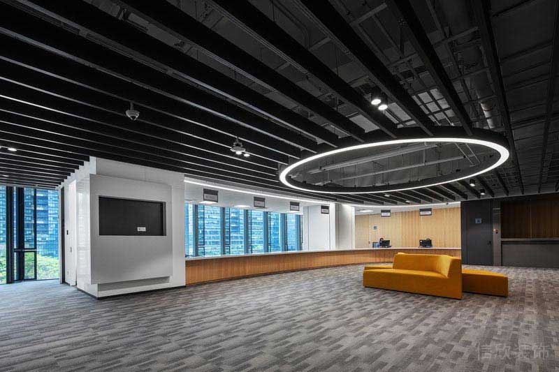 辦公室工業(yè)風(fēng)大廳前臺(tái)效果圖