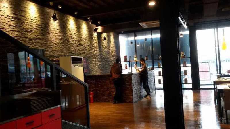 辦公室工業(yè)風(fēng)文化石前臺(tái)效果圖