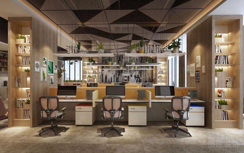 辦公室現(xiàn)代風(fēng)辦公區(qū)效果圖 (4)