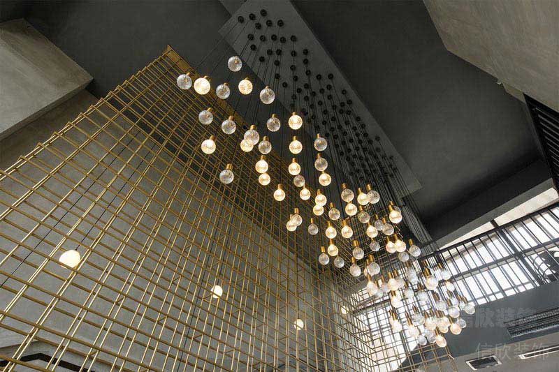 辦公室現(xiàn)代風(fēng)玻璃吊燈藝術(shù)背景墻效果圖