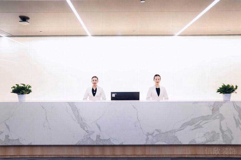 辦公室現(xiàn)代風(fēng)大理石前臺(tái)效果圖