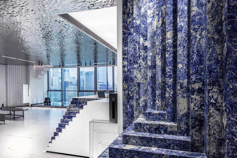 辦公室現(xiàn)代風(fēng)仿青金石背景墻效果圖