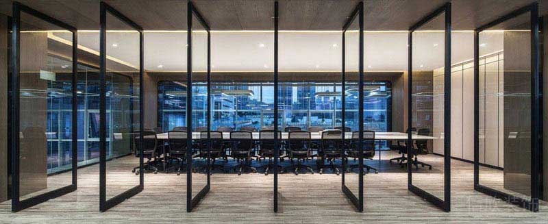 辦公室現(xiàn)代風活動玻璃門會議室效果圖 (2)