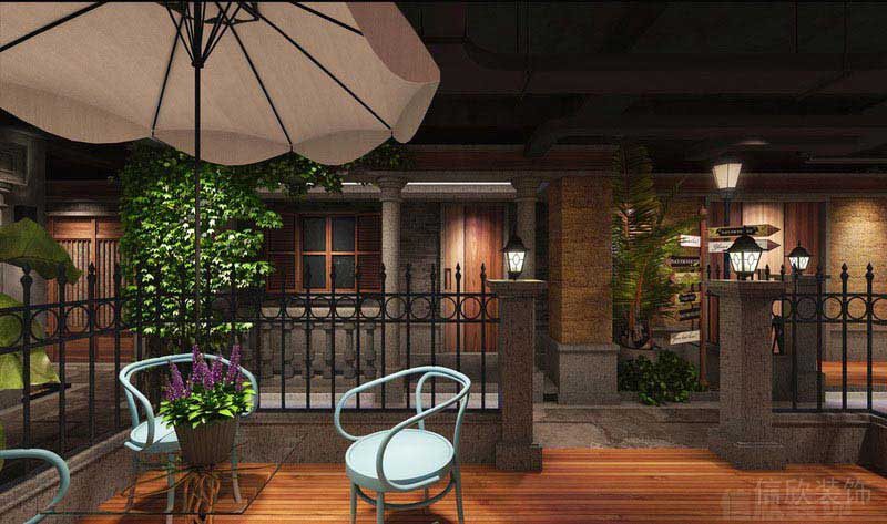 辦公室現(xiàn)代風(fēng)戶外休閑區(qū)效果圖