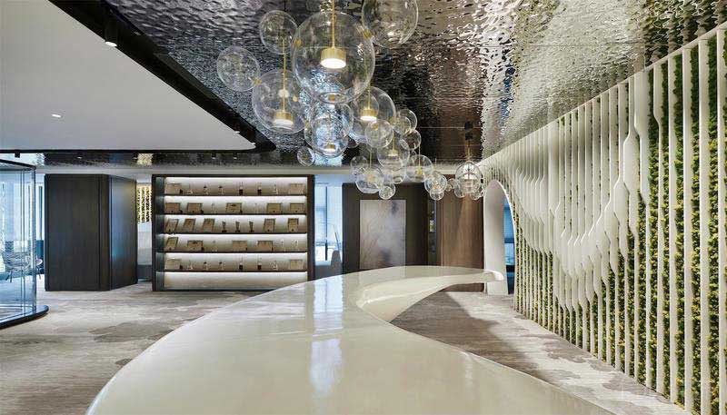 辦公室現(xiàn)代風(fēng)綠植造型背景墻效果圖