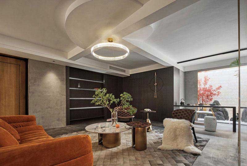 辦公室現(xiàn)代風洽談區(qū)效果圖(新居現(xiàn)代輕奢風客廳效果圖)