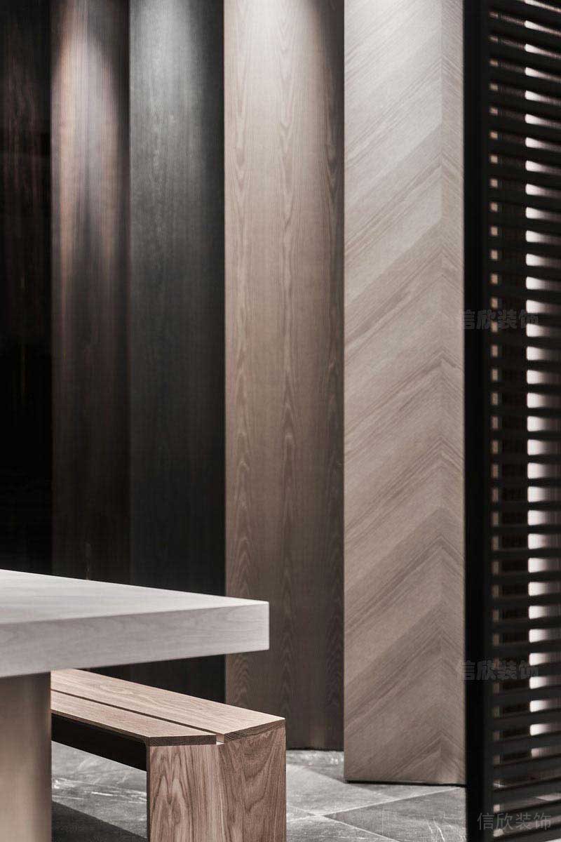 辦公室現(xiàn)代風(fēng)實(shí)木造型背景墻效果圖