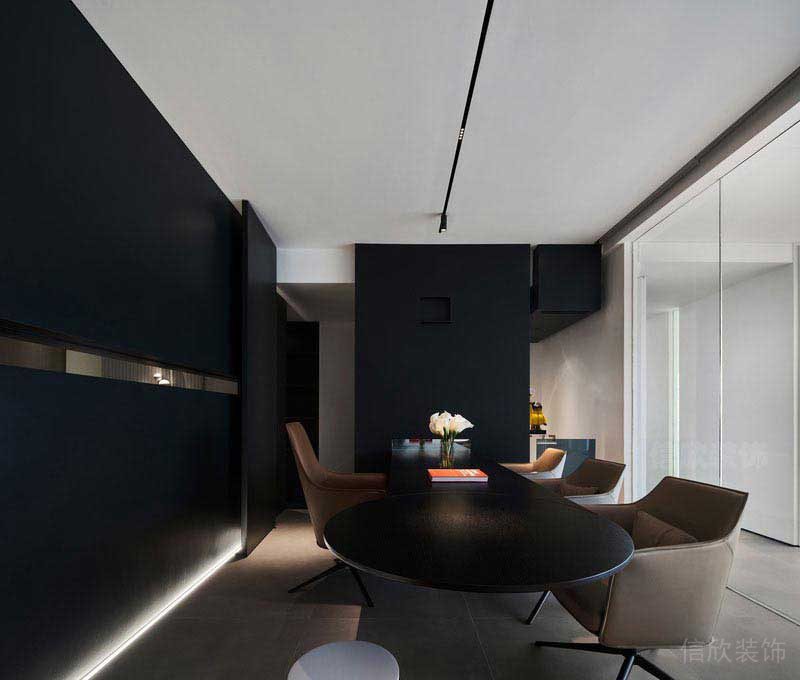 辦公室現(xiàn)代風(fēng)休息區(qū)黑灰色調(diào)效果圖