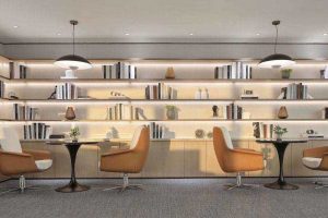 辦公室現(xiàn)代風(fēng)閱讀休閑書(shū)吧效果圖