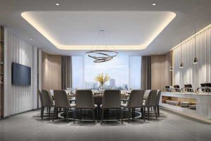 辦公室設計重點現(xiàn)代簡約風前臺效果圖4)