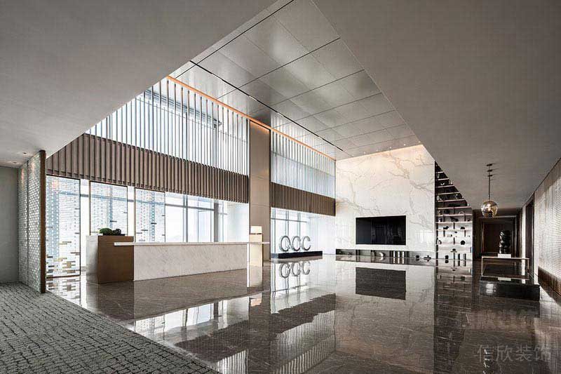 辦公室現(xiàn)代輕奢風大廳效果圖