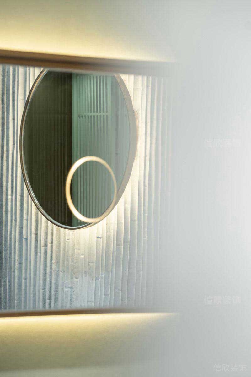 辦公室現(xiàn)代輕奢風鏡面背景墻效果圖