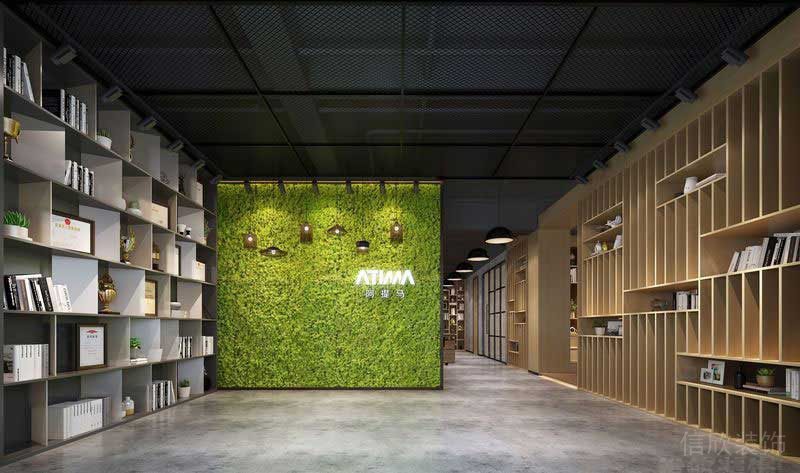 北歐工業(yè)風(fēng)辦公室前廳主題背景墻