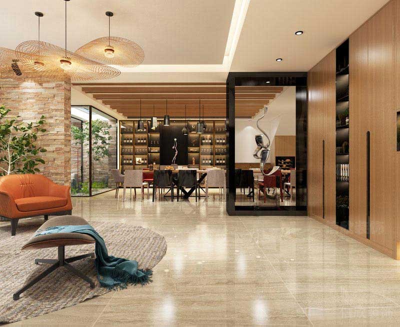 餐廳旁的餐邊酒柜設(shè)計(jì)效果