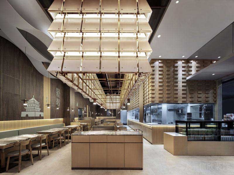 餐廳現(xiàn)代風金屬藝術(shù)吊頂效果圖