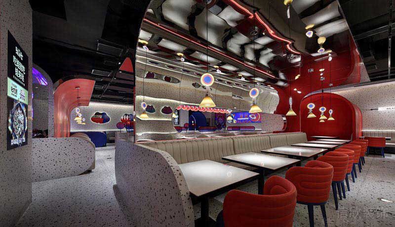 餐廳現(xiàn)代風卡座用餐區(qū)效果圖(5)