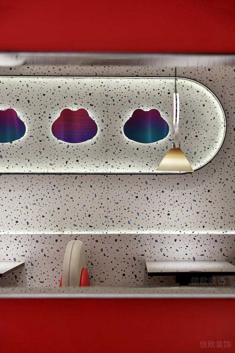 餐廳現(xiàn)代風(fēng)用餐區(qū)人造石背景墻效果圖