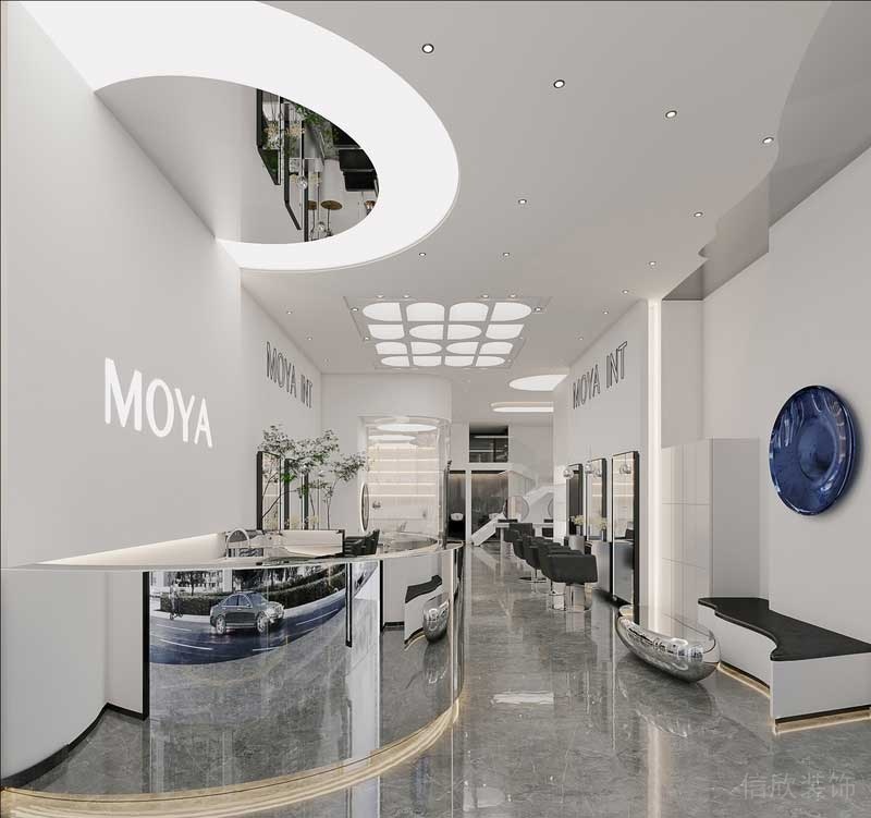 玻璃鏡面弧線前臺(tái)區(qū)品牌moya品牌大理石大廳設(shè)計(jì)