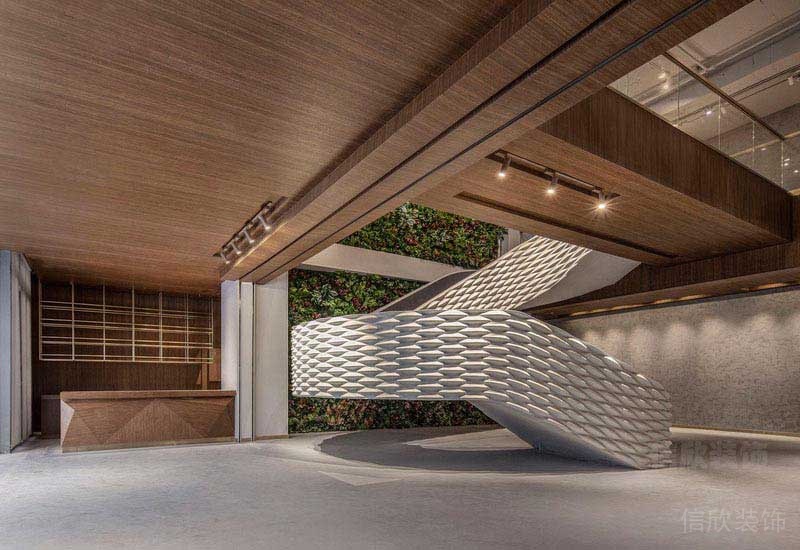 大堂全木紋吊頂設(shè)計效果圖