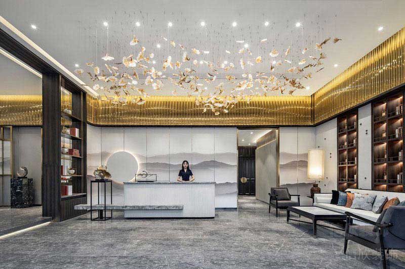 大廳新中式設(shè)計效果圖