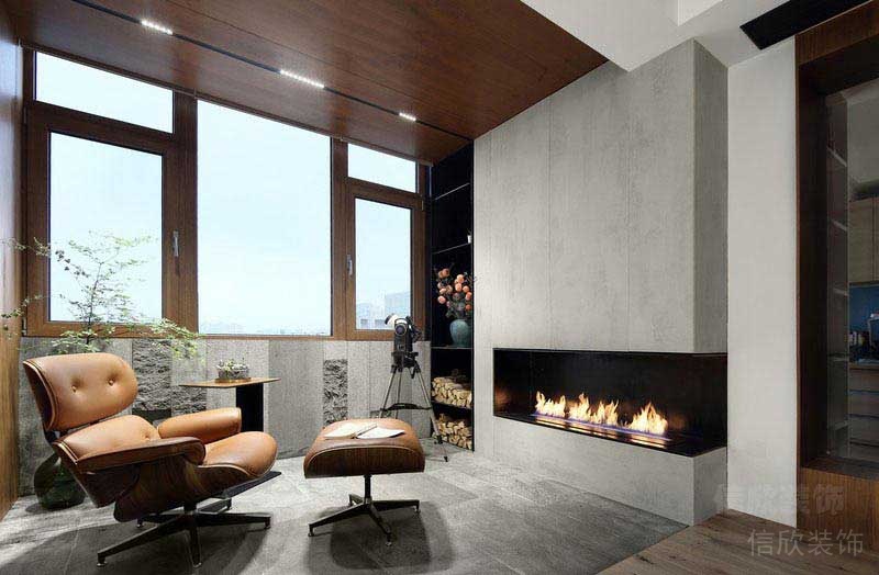 二手房改造北歐風(fēng)壁爐背景墻效果圖