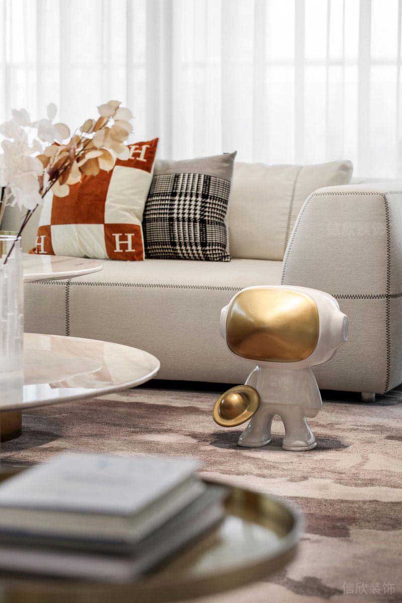 二手房改造北歐風(fēng)白色布藝沙發(fā)效果圖