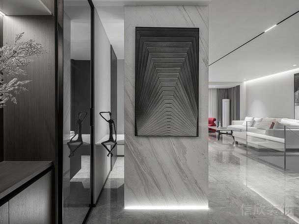 二手房改造別墅后現(xiàn)代風(fēng)黑白灰二樓裝飾畫效果圖(1)