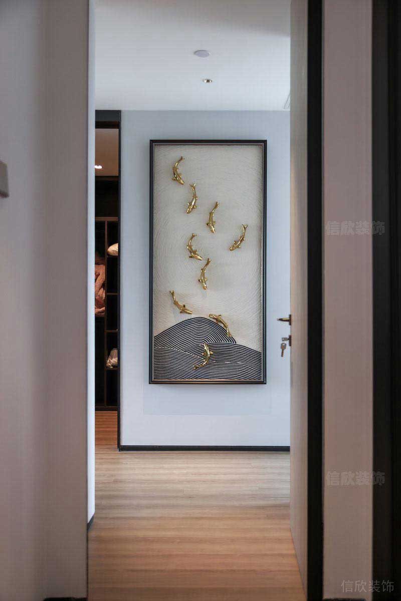 二手房改造輕奢風玄關(guān)背景墻畫效果圖
