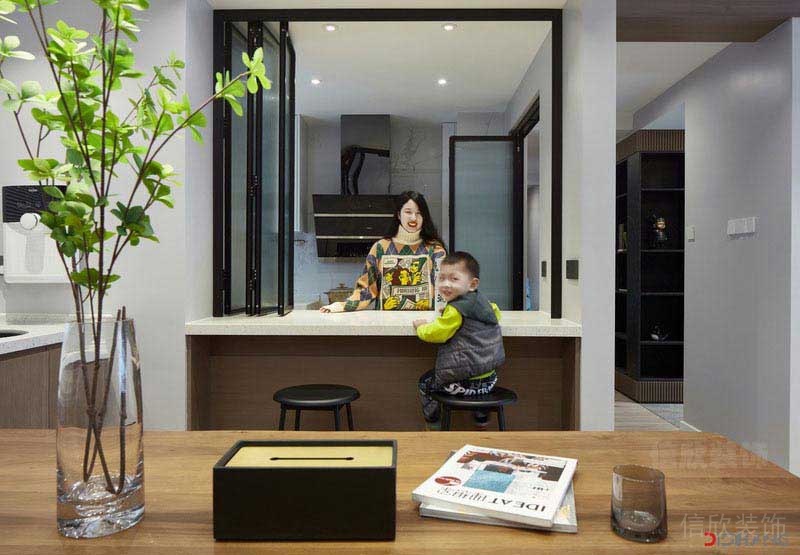 二手房改造現(xiàn)代簡(jiǎn)約風(fēng)開放式廚房效果圖 (2)