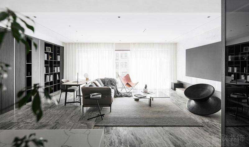 二手房改造現(xiàn)代簡約風(fēng)客廳效果圖(9)